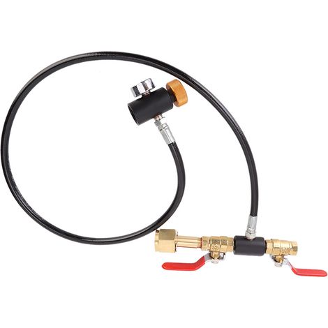 Ortviai Adaptateur de recharge CO2 pour bouteille SodaStream – Filetage européen W21.8-14, tuyau inox 91 cm avec manomètre (1/3)
