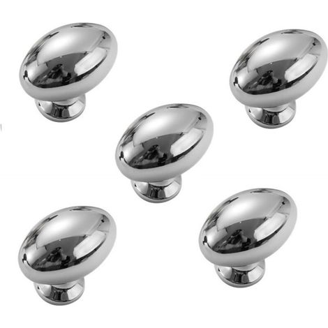Ensemble de 1 bouton de meuble ovale - Bouton de tiroirPoignées de meubles de cuisine de luxe - Alliage de zinc - Argent (1/5)