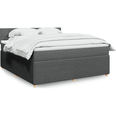 Boxspringbett mit Matratze Dunkelgrau 180x200 cm Stoff