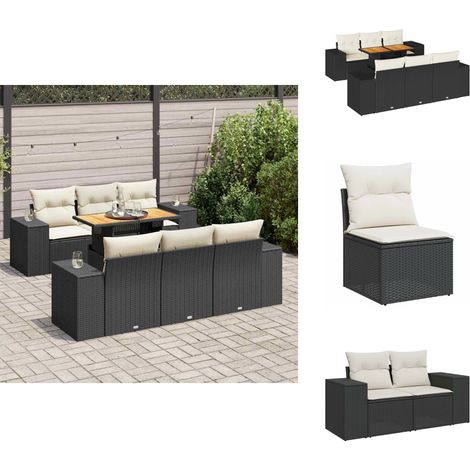 Salon de jardin 7 pcs avec coussins noir résine tressée - Ensemble De Canapés De Jardin - Ensembles De Canapés De Jardin - Ensemble De Canapés D'extérieur - Ensemble De Canapés De Patio (1/5)