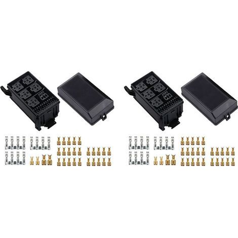 2X Boîtier de Relais à Fusibles 5 Porte-Fusibles 6 Porte-Blocs de Relais Bloc-Fusibles 12V Boîte à Fusibles Voiture (1/2)