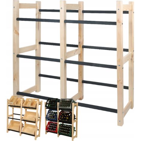 Estante doble para 6 cajas de despensa, de madera, resistente, 106x32x108 cm (1/5)