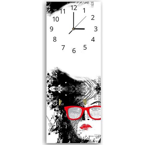 Horloges Murales avec patères femme lunettes - 30 x 90 cm (1/5)
