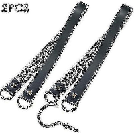 Lot de 2 embrasses de rideaux en cuir, noires, pour bureau, salon, café ou balcon. (1/5)
