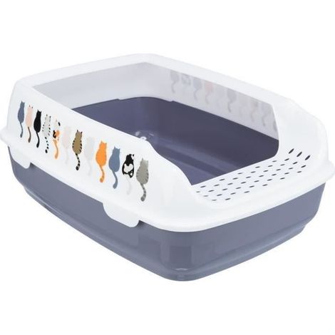 Litter box - TRIXIE - Delio - Rim - Gray and white print - 38 × 20 × 50 cm (1/4)