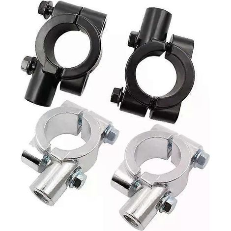 Motorrad-Spiegelhalterung, Rückspiegelhalterung, Adapter, Silber/Schwarz, für 7/8 Zoll (22 mm/25 mm) Lenker, 10 mm/8 mm Gewinde, JXLGV (1/5)