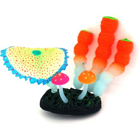 DECORAZIONE PIANTA FUNGHI ACQUARIO FOGLIE DI LOTO FUNGO FLUORESCENTE PESCI