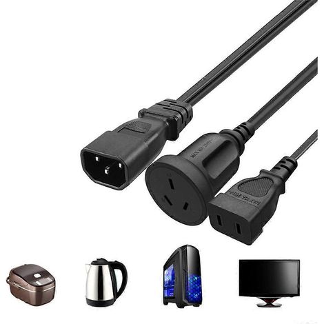 Câble adaptateur IEC320 C14 vers prise australienne 3 broches et américaine 2 broches, 0,32 m (1/4)