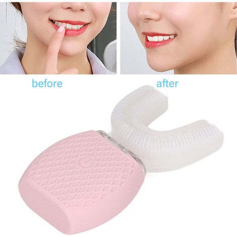 Cepillo de dientes eléctrico recargable en forma de U, conexión USB, clasificación de protección IPX7, con base de masaje ultrasónico de ABS, peso 263 g, puerto de carga de 5 V, duración de la batería (1/5)