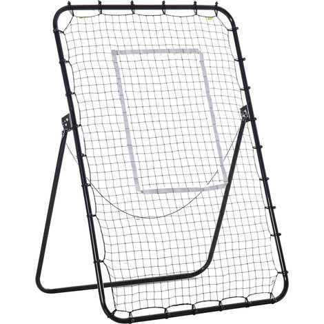 Verstellbares Fußball-Reboundnetz, höhen- und winkelverstellbar, faltbares Fußballziel, inklusive Befestigungsheringe, 123 x 73 x 178,5 cm, schwarz-weiß