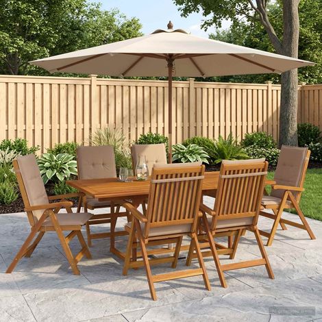 vidaXL 7-Piece Garden Dining Set Natural Solid Acacia Wood (1/5)