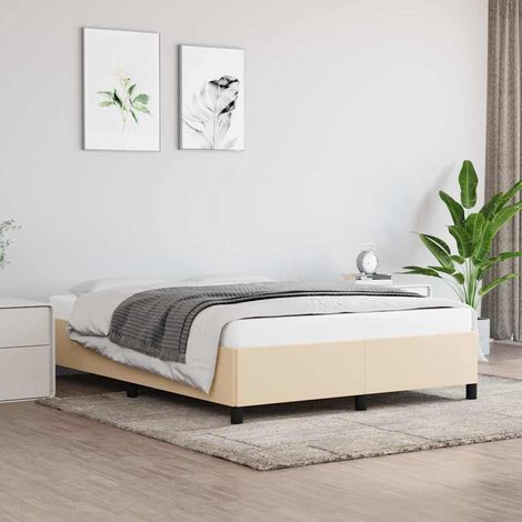 Cama sin colchón tela color crema 140x190 cm (1/5)