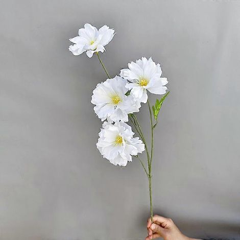 Orchidée artificielle à 4 têtes, fleur en soie, décor de mariage « coucher de soleil », fleurs simuléesblanc (1/5)