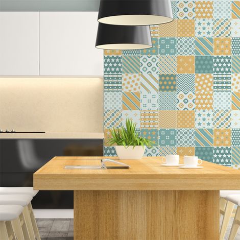 Sticker Mural Carrelage adhésif Cuisine Salle de Bain - 30 STICKERS CARRELAGES SCANDINAVE BRODER - 30stickers10x10cm (1/5)