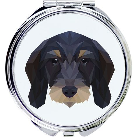 Rauhaardackel - Spiegel mit Foto und geometrischer Aufschrift von Art-Dog (1/3)