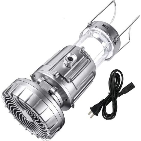 LED Lampe de Camping Solaire, Lampe Camping Puissante, avec Batterie Externe, étanche et coupe-vent, Lampe de Camping Étanche avec fonction ventilateur pour la Randonnée, Kit de Sur [Classe énergétiqu