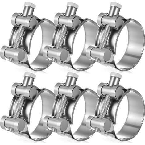 6 Pcs Collier de Serrage Inox en T, 40-43 mm Collier Serrage Metallique, Colliers Serrages Acier Inoxydable 304 pour Tuyaux d'échappement et Tuyaux d'Eau (1/5)