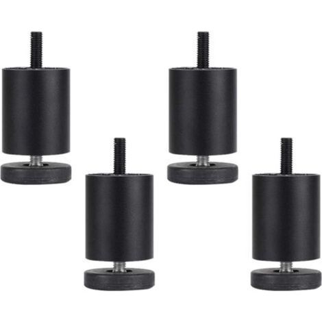 Pieds de meuble réglables en aluminium avec tige filetée, pieds de table en métal, pieds de canapé, noir mat, lot de 4 (8cm / 3.1in)