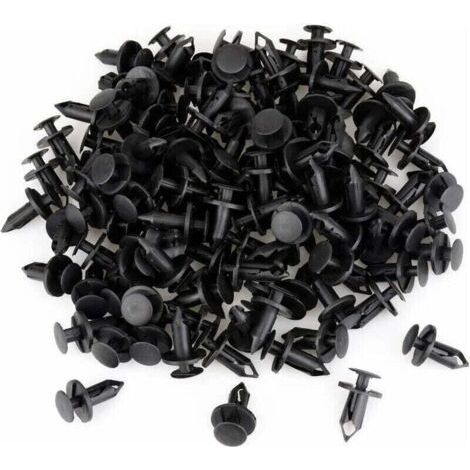 120 pezzi di clip di fissaggio in plastica a rivetto per auto, clip nere per auto, rivetti in plastica, parafango e portiera, foro a pressione da 8 mm, rivetti di fissaggio in plastica