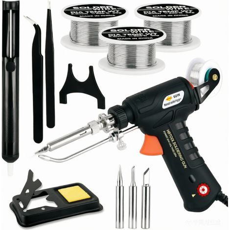 Kit Soldadura Ajustable - Pistola Soldadora 120 W - Temperatura Regulable 300-580 °C - Para Reparación Electrónica y Montaje PCB - 1 Unidad (1/5)