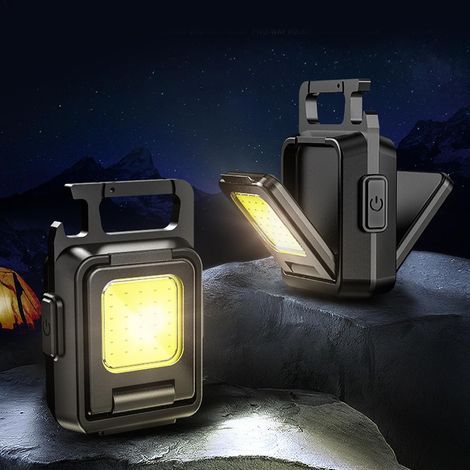 Lot de 2 mini lampes torches COB 1000 lumens, porte-clés à intensité variable, étanches, rechargeables USB 1000 mAh (1/5)