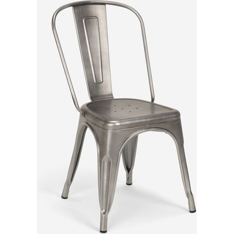 sedie design industriale metallo vintage shabby chic stile steel old - Silver