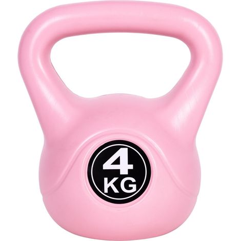Kettlebell 4 kg per esercizi, manubri, palla pesi, carico fitness, rosa, ModernHome (1/5)