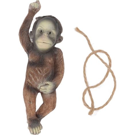 Singe suspendu bébé statue résine marron sculpture exquise pour arbres jardin ornement (1/5)