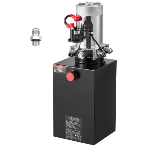 Bomba Hidráulica de Simple Efecto 10 Cuartos 12 V CC, Bomba del Remolque Volquete Caudal de 3,4 L/min, con Depósito Metálico para Elevación de Vehículos, Elevadores de Tijera, Apiladores (1/5)