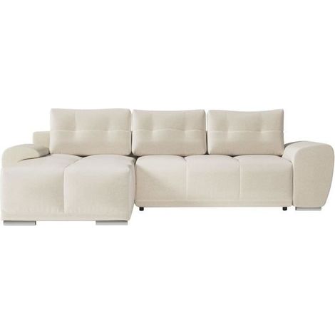 CASSANDRA - Canapé d'angle convertible avec coffre en tissu - Beige - Angle Gauche (1/10)