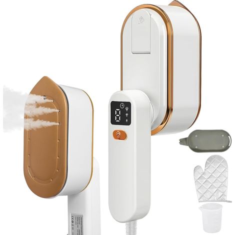 1300W Défroisseur Vapeur, Fer à Repasser Vapeur 2-en-1 Portable, Fer à Repasser de Voyage avec Réservoir 150 ml et 3 Niveaux de Vapeur (1/5)
