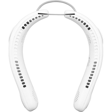 Ventilateur de cou à 4 pales, 3 vitesses, mains libres, chargement USB, silencieux, pliable, idéal pour la maison, le bureau et les voyages (blanc). (1/5)