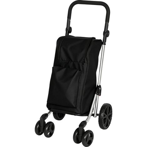 Chariot de courses pliable avec compartiment isotherme, 46 L, noir (1/5)