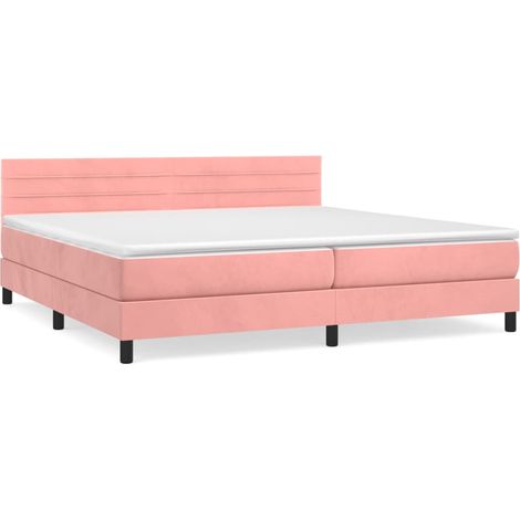 Maison Exclusive - Giroletto a Molle con Materasso Rosa 200x200 cm in Velluto (1/5)