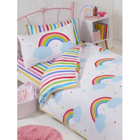 Parure de lit enfant réversible arc en ciel 120x150 cm – 48% coton, 52% polyester – Lavable en machine à 40° – Séchage à basse température – Argofield (1/5)
