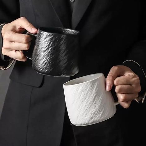 Tasse à café, tasse à thé artisanale avec poignée, tasses en céramique avec poignées pour le thé, le cappuccino, le latte, le café et les boissons chaudes (1/5)