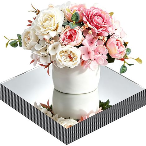 Lot de 16 décorations de table carrées avec miroir en acrylique - Pour décoration d'anniversaire, de mariage et de fête - 30 cm (1/5)