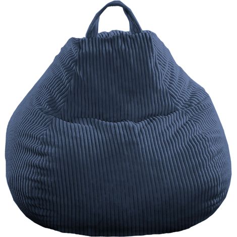 Pouf Poire Velours Côtelé déhoussable - 80x70 cm Bleu foncé Bananair Fabriqué en France