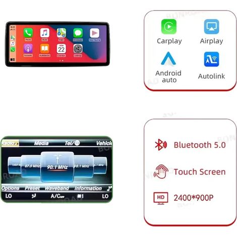 Autoradio con touchscreen, funzionamento a doppio sistema, compatibile con Mercedes Benz Classe A, Classe C W176, X156, C117, GLA, CLA W205, GLC X253, W447, Classe C 12.8, GLC V (1/2)