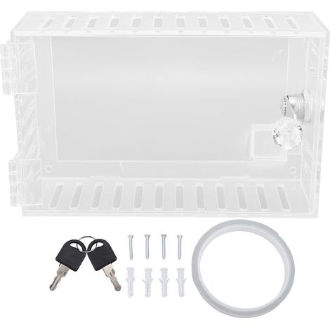 Boîtier De Couverture Thermostat - Acrylique Transparent - Verrouillable Avec Clés - Installation Facile - Pour Maison Bureau École - 18,5 X 12 X 5,8 Cm (1/5)