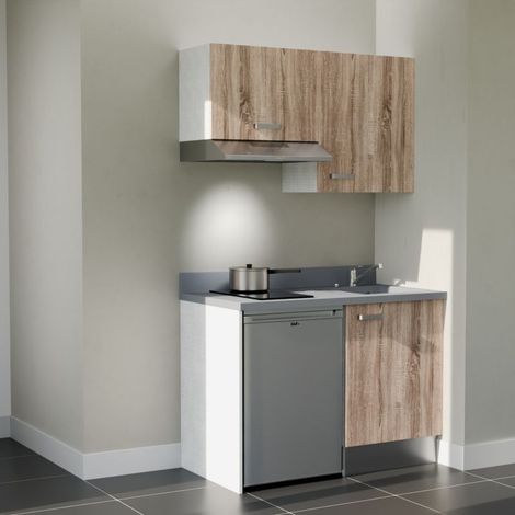 Kochnischen K01L - 120 cm - Holz - Cromo - Spüle rechts + Haushaltsgeräte Edelstahl (1/5)