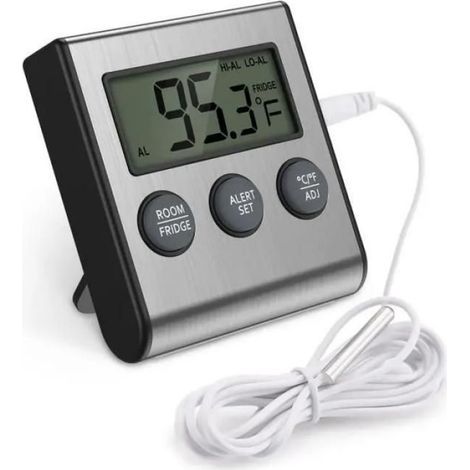 Kühlschrank-Gefrierschrank-Thermometer, Kühlschrankthermometer mit Sonde, -50 °C bis 70 °C – Schwarz (1/5)