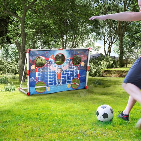 Cage de handball enfant exterieur but 5 zones cibles ballon de handball gonflable pompe 162 x 60 x 106 cm blanc
