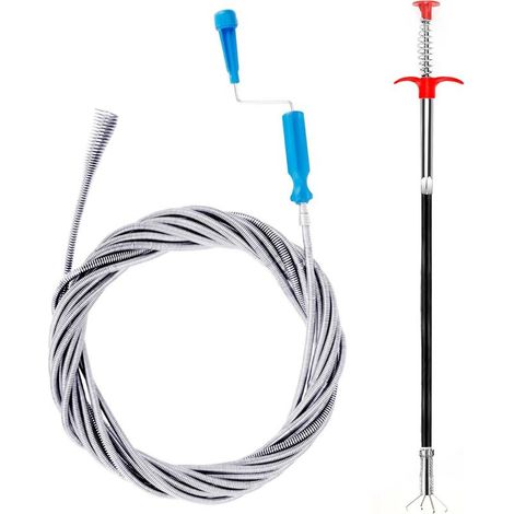 Lotto di 2 Furet Deboucheur Canalizzazioni Professionale 3m & 0,6 m Deboucheur wc detergente scarico fogna Serpente Idraulico Deboucheur lavello Sonda Debouchage Per Lavabo Tubo (1/5)