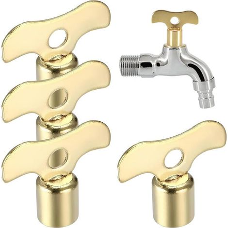 Set di 4 accessori per il riscaldamento centralizzato: pomelli e chiavi per rubinetti, stabili e robusti, adatti per radiatori e rubinetti (1/5)