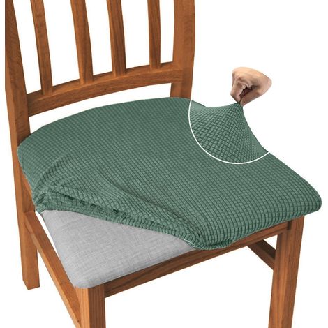 Esszimmerstuhl Sitzbezüge 6er Set, Stretch Jacquard Sitzschoner Matchagrün (1/5)
