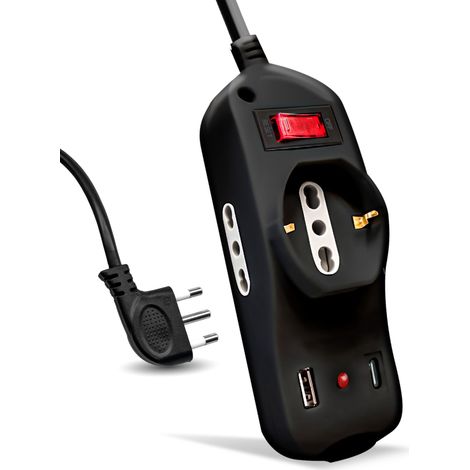 Multiprise USB C Power Delivery 20W + Port USB-A + 2 Prises latérales 10/16A Bipolaire et 1 Frontal 10/16A Bypass Schuko - Multiprise Type C - Prise pour Maison, Bureau (1/5)