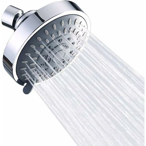 royaluxe - Pomme de Douche Fixe Haute Pression, Pommeau Douche Pluie à Économie d'eau Ajustable 5 Réglages pour Salle de Bain SPA Détente, Chromé Poli, Anti-calcaire, 2,5 GPM, 10,4CM (1/5)