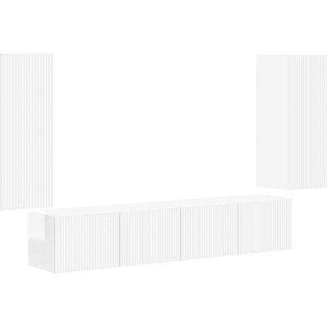 Maison Exclusive - TV-Wandregal-Set 4 pcs Hochglanz Weiß Holzwerk