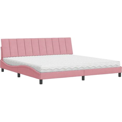 Cama con colchón Hanko terciopelo rosa 200x200 cm vidaXL (1/5)